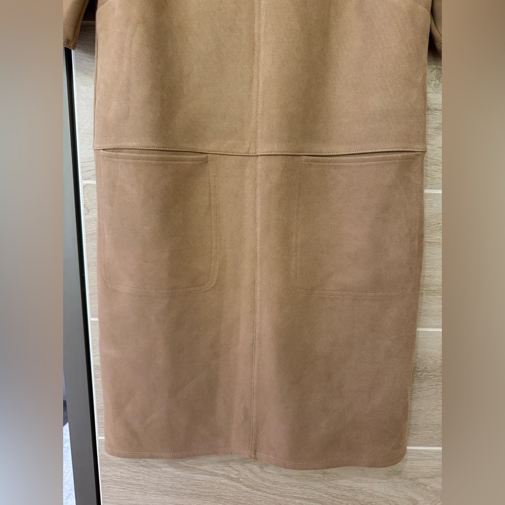 NEW Zara Suede Like Dress Beige/Nude/Sand Pockets Small - Picture 5 of 6